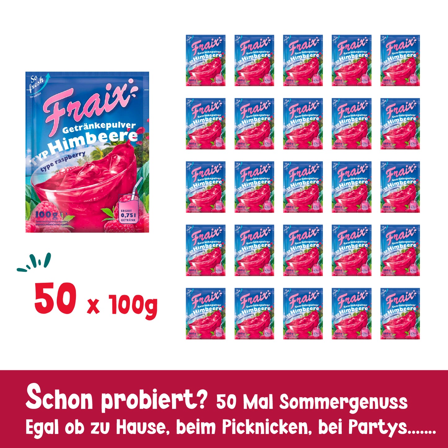 FRAIX Getränkepulver Himbeere 100g BT | 50er VPE