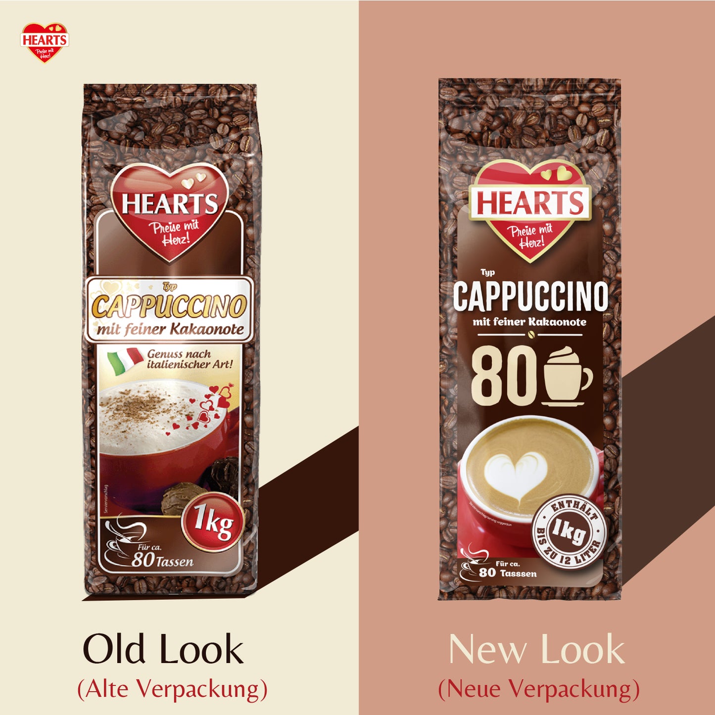 HEARTS Cappuccino mit feiner Kakaonote 10 x 1kg