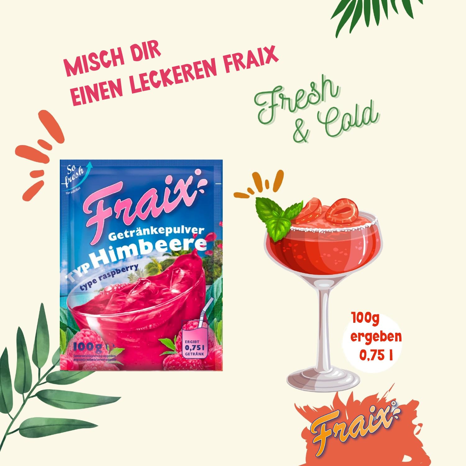 FRAIX Getränkepulver Himbeere 100g BT | 50er VPE