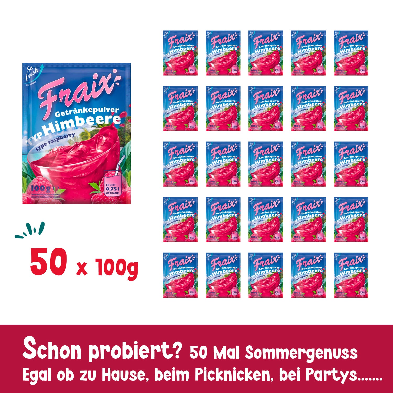 FRAIX Getränkepulver Himbeere 100g BT | 50er VPE
