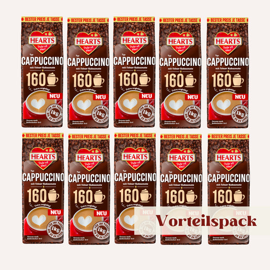 HEARTS Cappuccino mit feiner Kakaonote 10 x 1kg (1600 Tassen)